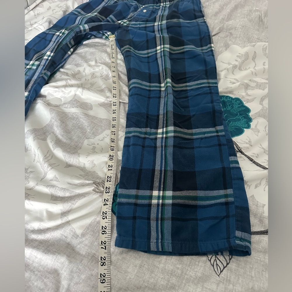 Old Navy Pajama Pants Men’s M Blue 100% Cotton Plaid Straight Leg Casual Pant - Picture 6 of 9